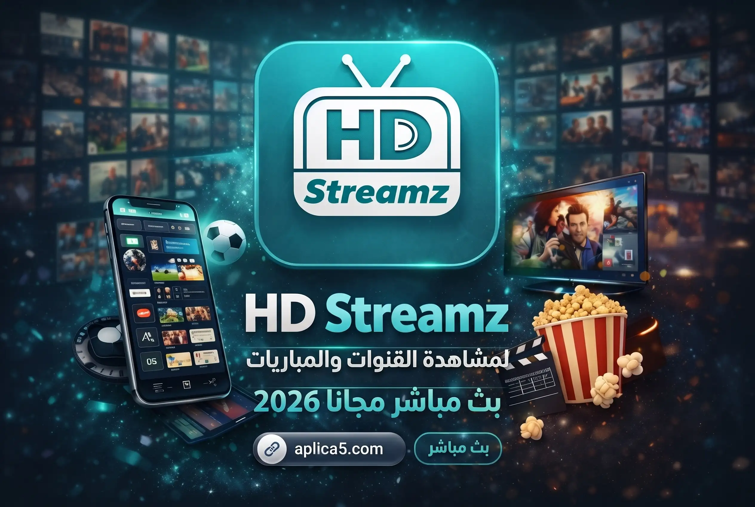 هاتف أندرويد يعرض واجهة HD Streamz لبث القنوات الرياضية والإخبارية والترفيهية