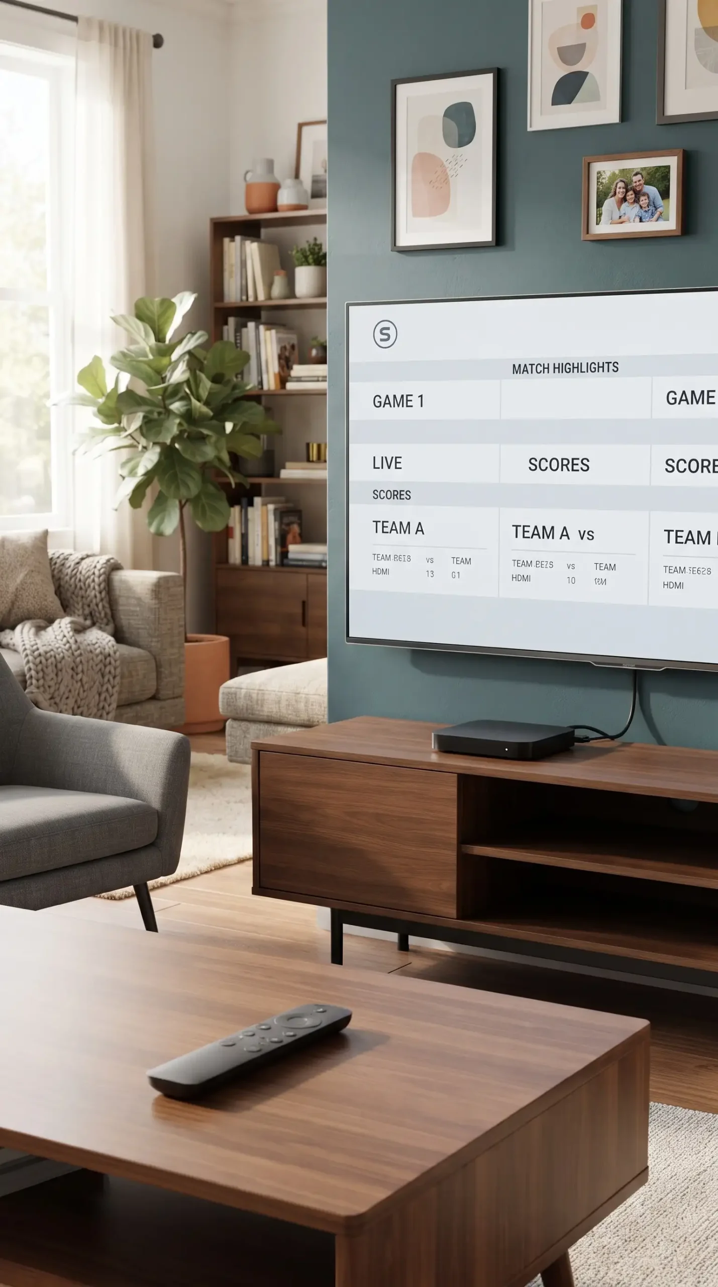 تلفزيون أندرويد يعرض بثًا رياضيًا مباشرًا مع جهاز TV Box وجهاز تحكم