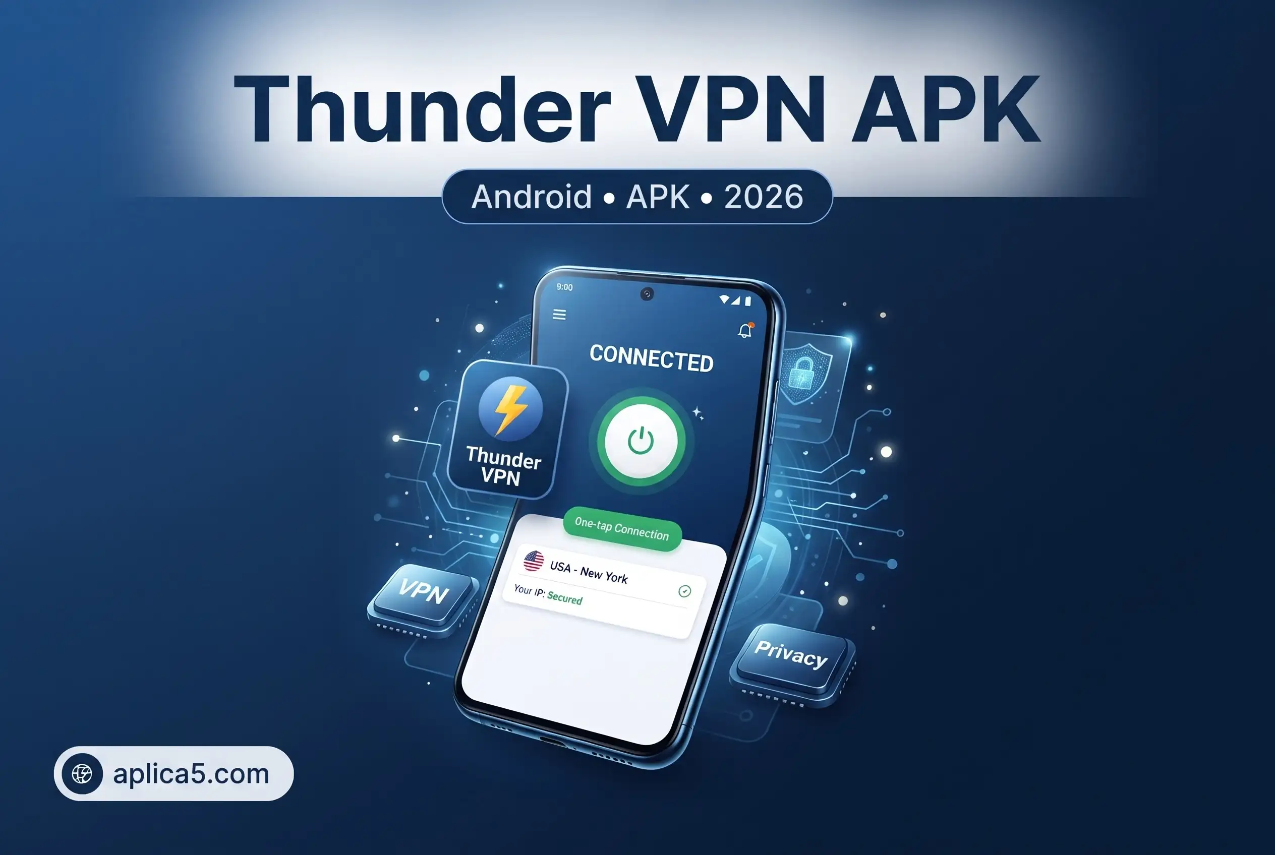 Thunder VPN APK على هاتف أندرويد مع واجهة اتصال VPN