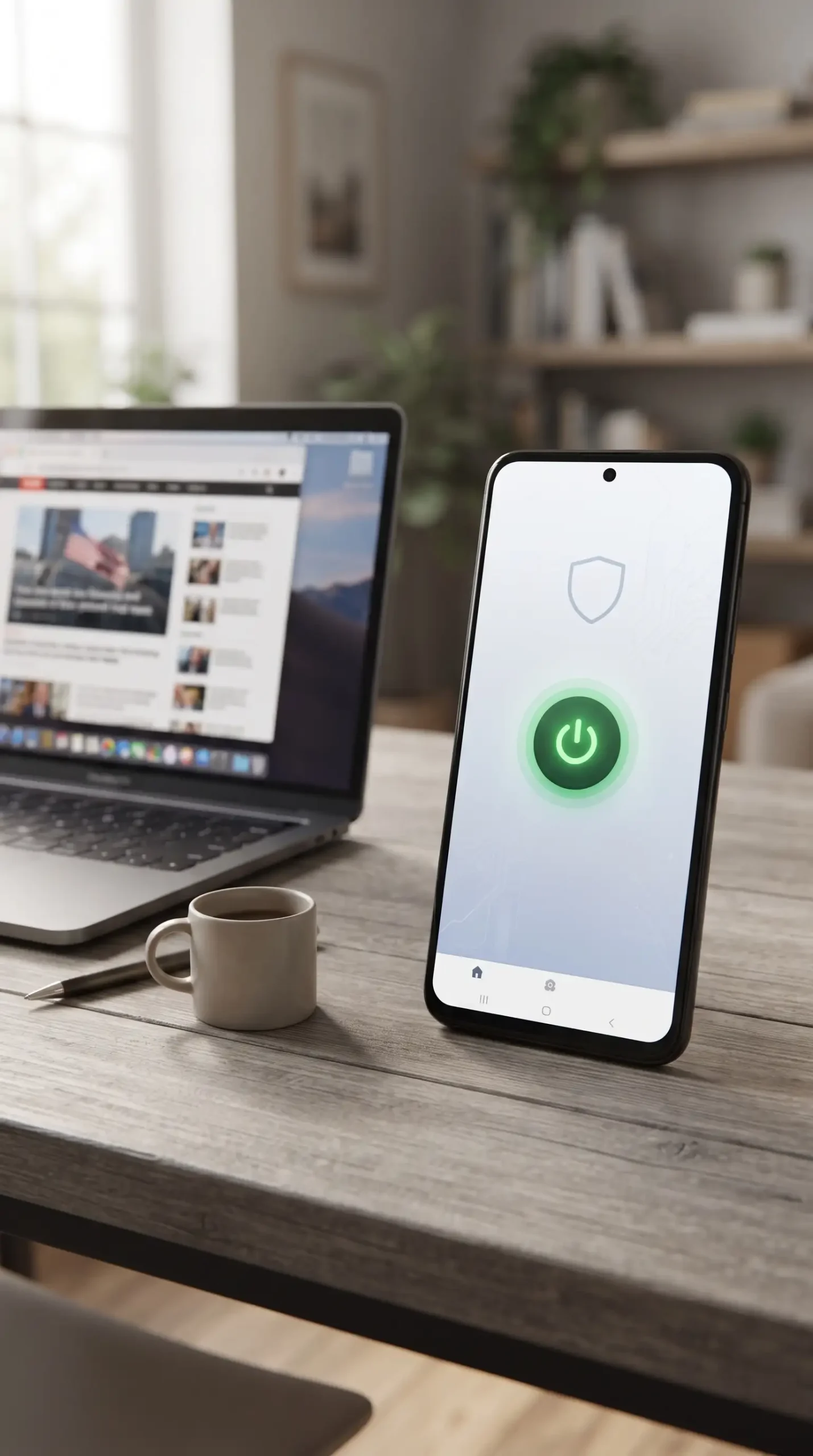 هاتف أندرويد يعرض واجهة Thunder VPN مع زر اتصال نشط