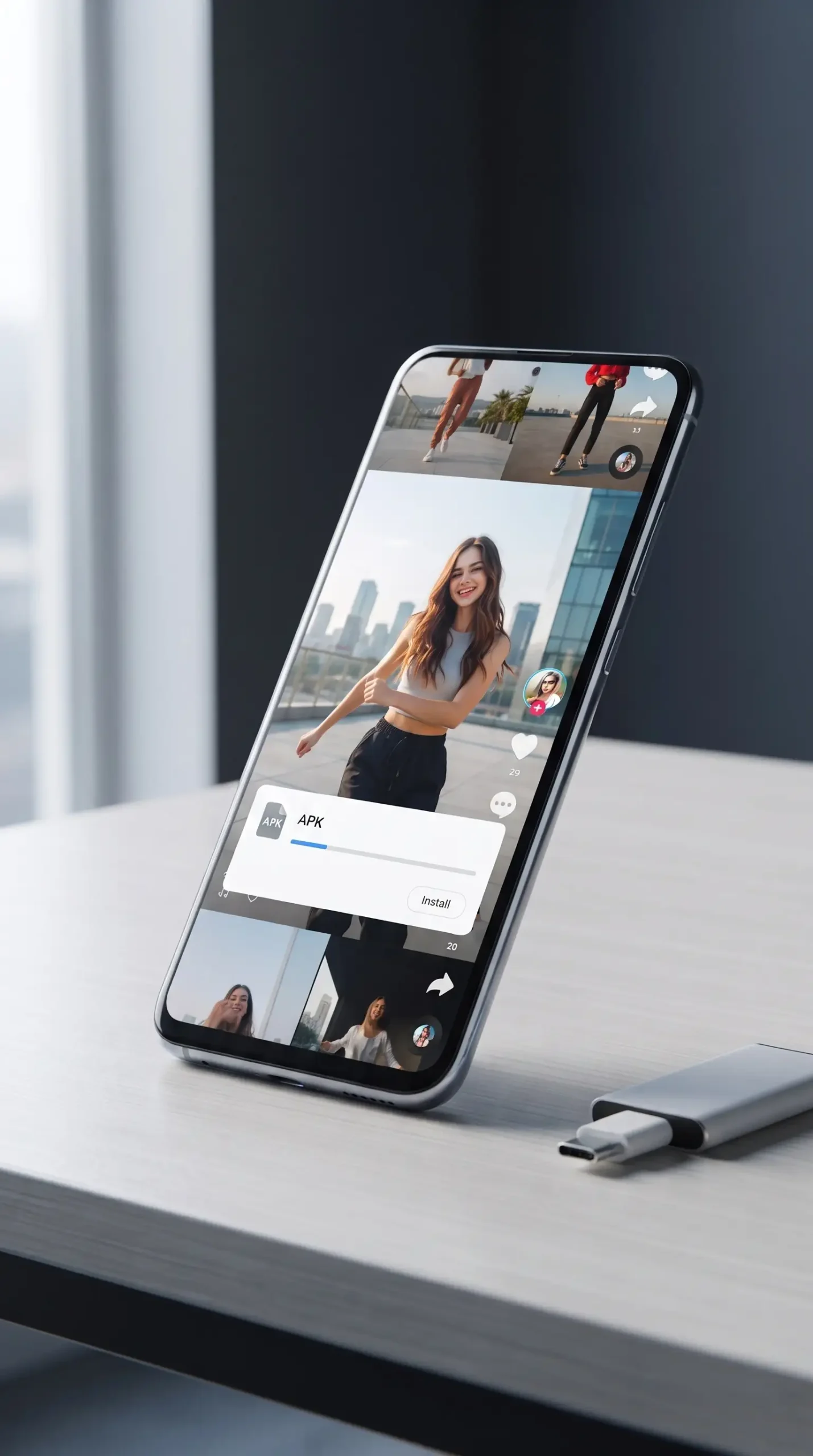 هاتف أندرويد يعرض خطوات تثبيت TikTok Lite عبر ملف APK